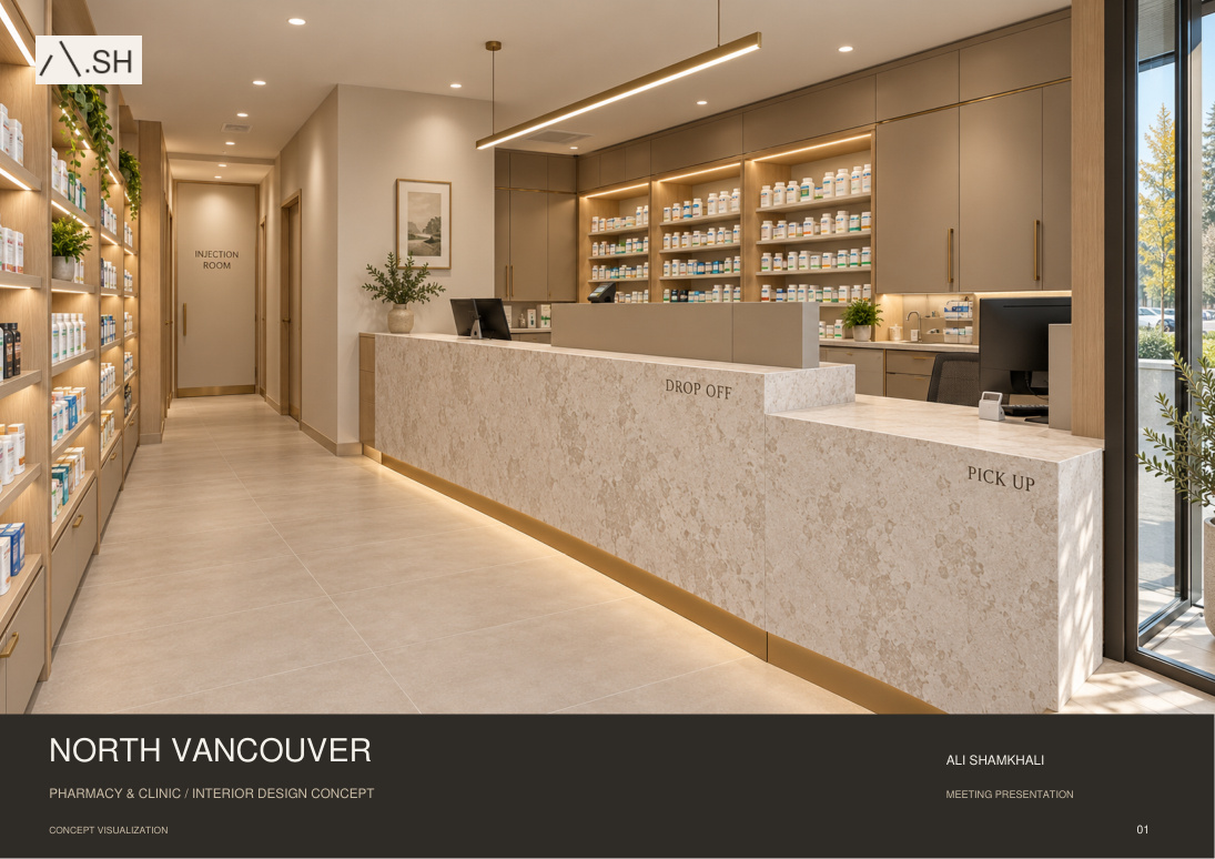 North Vancouver Pharmacy & Clinic — portfolio presentation, page 1