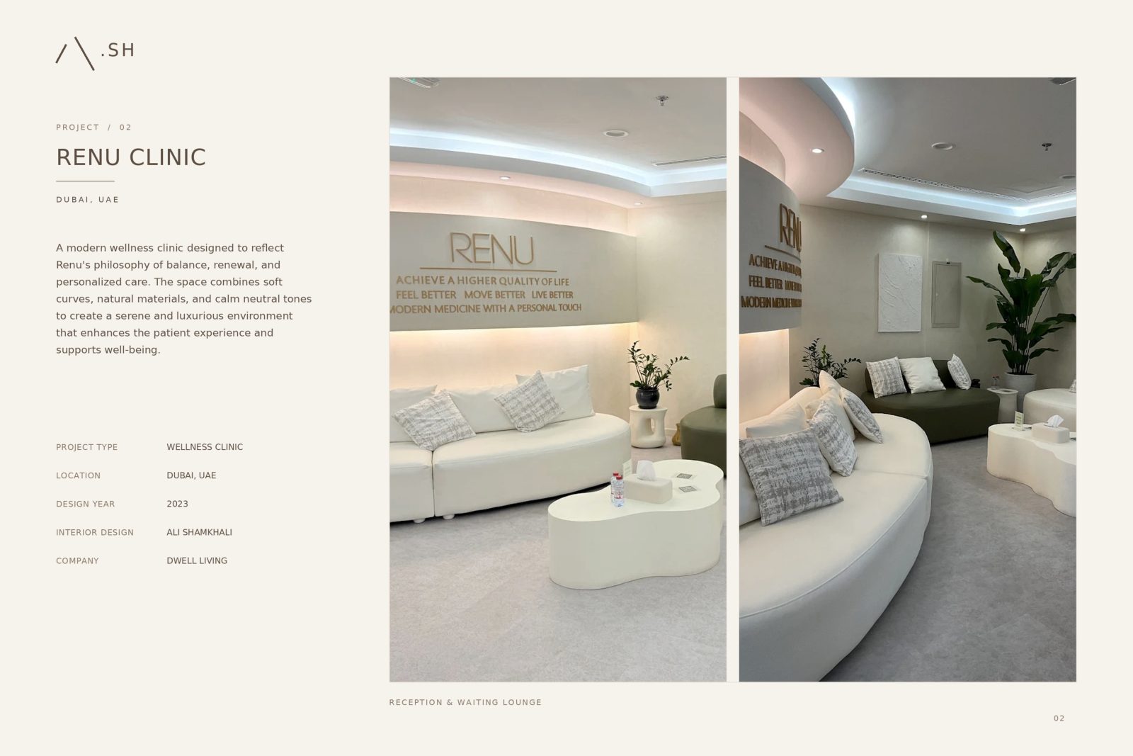 Renu Clinic — portfolio presentation, page 2