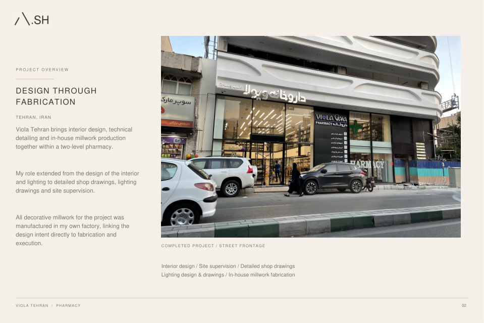 Viola Tehran — portfolio presentation, page 2
